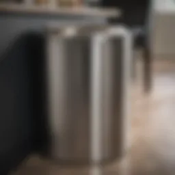 Stylish stainless steel garbage bin in a modern kitchen