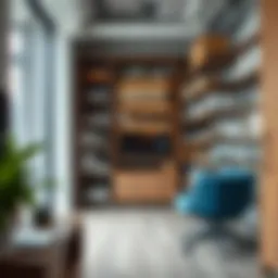 Sleek rolling storage shelves integrated into modern office design