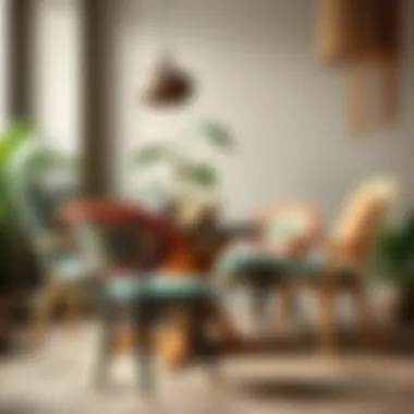 Diverse Boho Table Chair Designs An elegant collection of boho table chairs showcasing intricate designs and vibrant colors.