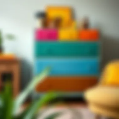 Colorful Chest of Drawers for Versatile Storage Colorful chest of drawers with various storage options