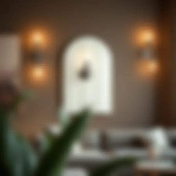 Contemporary Chrome Wall Lights in Chic Interior Contemporary chrome wall light fixtures arranged in a chic interior
