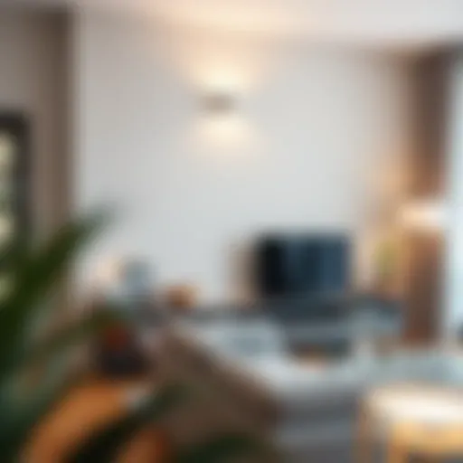 Sleek Chrome Wall Light in Modern Living Room Sleek chrome wall light fixture illuminating a modern living room