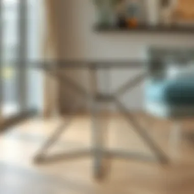 Modern Metal Dining Table Legs Modern metal dining table legs supporting a glass surface