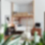 Stylish double loft bed with integrated desk in a modern bedroom