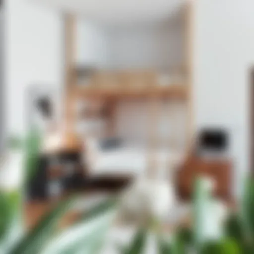 Stylish double loft bed with integrated desk in a modern bedroom