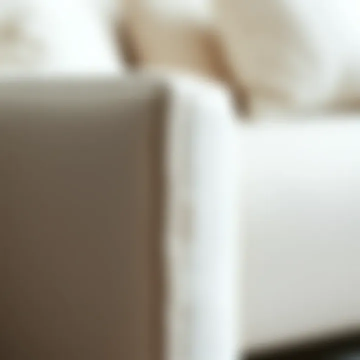 Close-up of White L Couch Fabric Close-up of the fabric texture of a white L couch, showcasing its quality and design