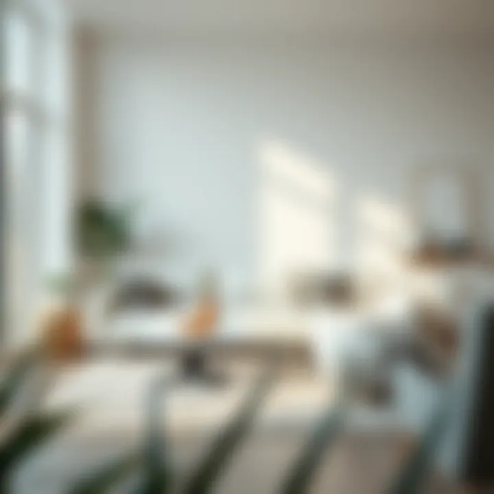 Minimalist Interior with White L Couch A minimalist interior design showcasing a white L couch paired with complementary decor