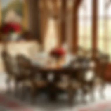 Aesthetic Appeal of Traditional Dining Sets An elegant dining table set adorned with classic tableware and floral arrangements.