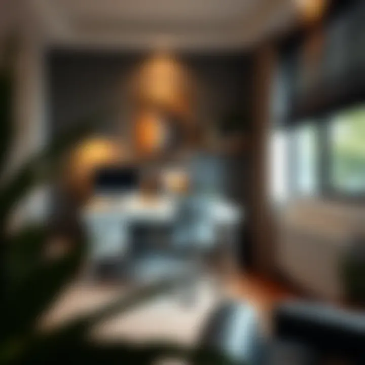 Aesthetic Workspace Design An aesthetically pleasing workspace featuring a stylish desk and chair