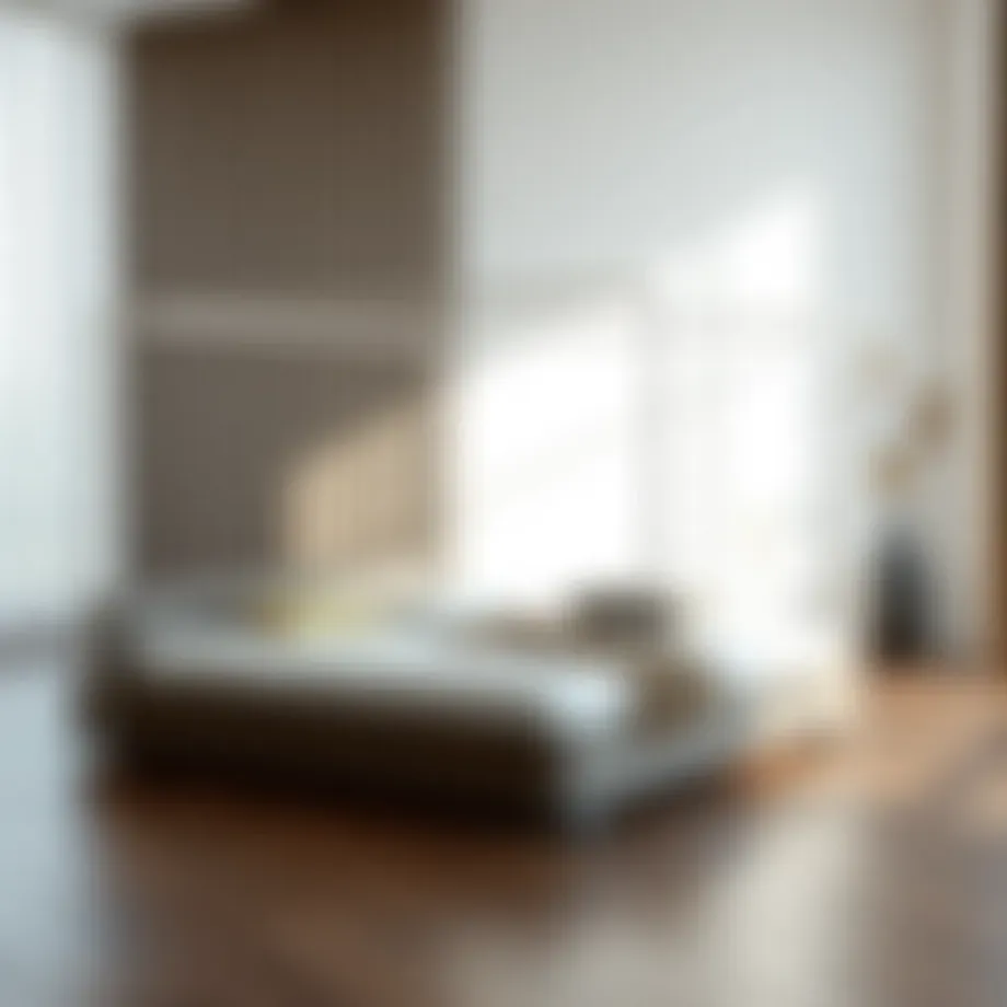 Elegant floor bed with a minimalist frame showcasing modern design