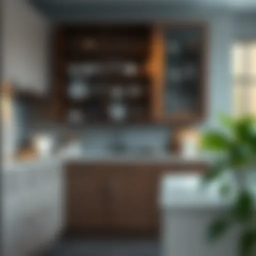 Elegant free-standing metal kitchen cabinet showcasing modern design