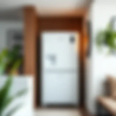 Sleek Design Compact Fridge Sleek design of a compact fridge fitting in a small space