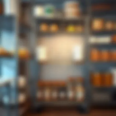 Effective Organization with Elegant Metal Racks Elegant metal restaurant racks arranged for effective organization and accessibility