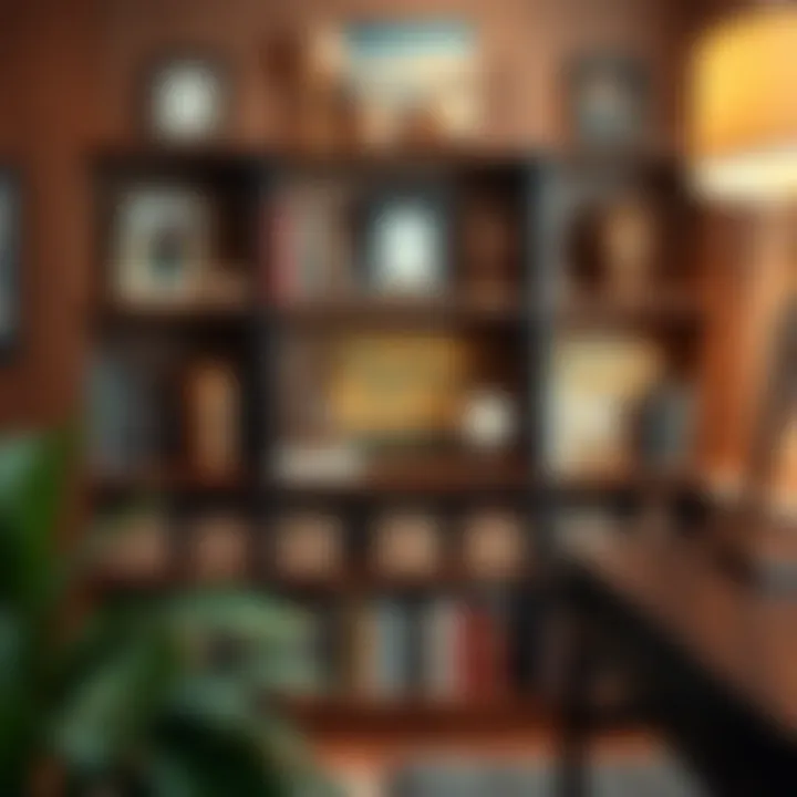 Customized bookshelf showcasing decorative items