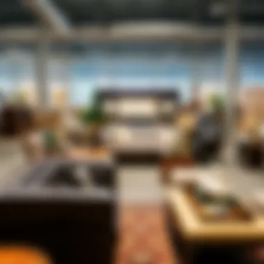 Diverse Furniture Styles in Showroom An open furniture showroom highlighting diverse styles and arrangements