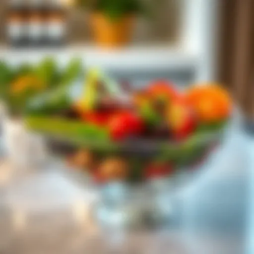 Elevated Dining with Glass Bowls Elegant glass salad bowl showcasing vibrant greens and colorful vegetables