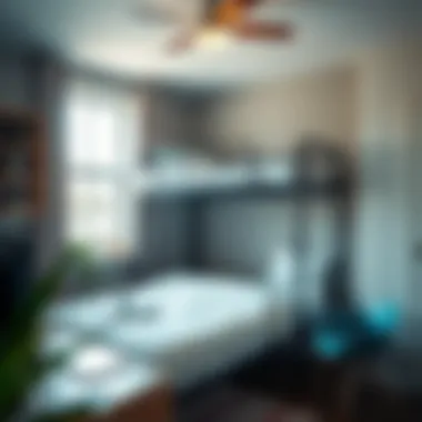 High Bunk Bed for Enhanced Productivity Stylish high bunk bed in a productivity-enhancing environment