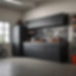 Sleek modern garage cabinet setup showcasing ample storage