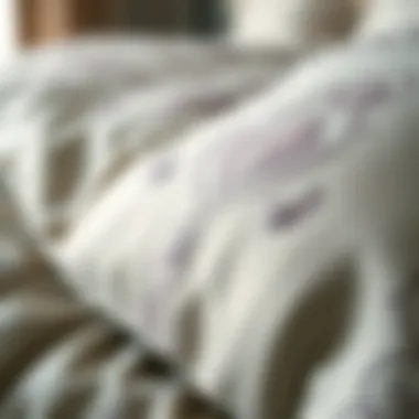 Detail of Luxurious Fabrics and Patterns Close-up of luxurious fabric and intricate patterns of the comforter