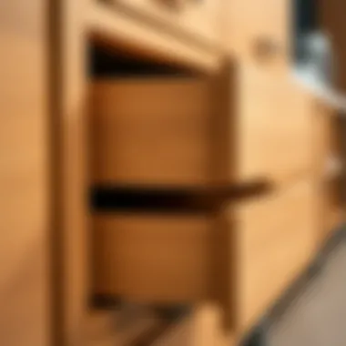 Close-up of customizable features of iris stackable drawers