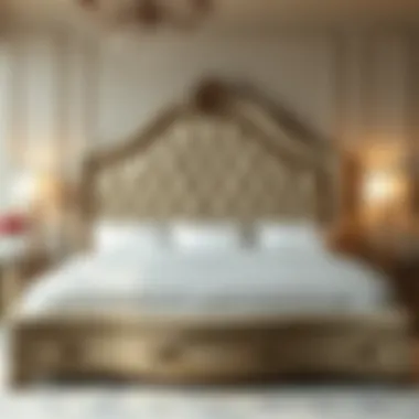 Upholstered Luxury: King Bed Frame Options Luxurious upholstered king bed frame with intricate detailing