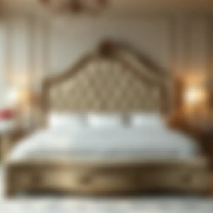 Upholstered Luxury: King Bed Frame Options Luxurious upholstered king bed frame with intricate detailing