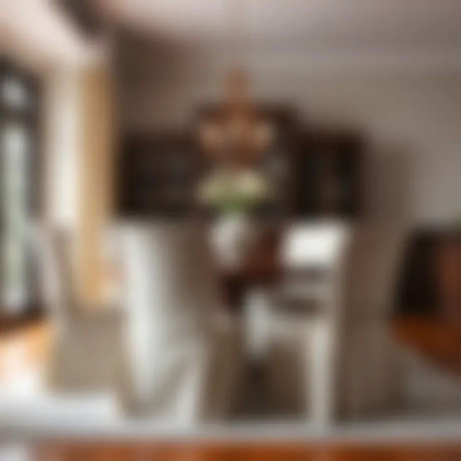 Elegant fabric chair covers enhancing a dining space