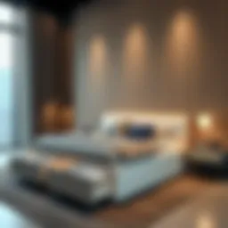 Modern bed with integrated storage drawers