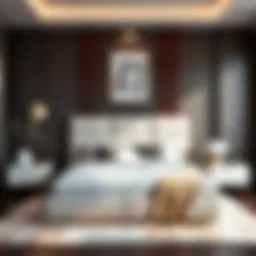 Elegant modern king size bed in a stylish bedroom setting