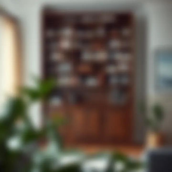 Organized Interior Space Enhanced by Tall Bookshelf Organized interior space enhanced by a tall bookshelf