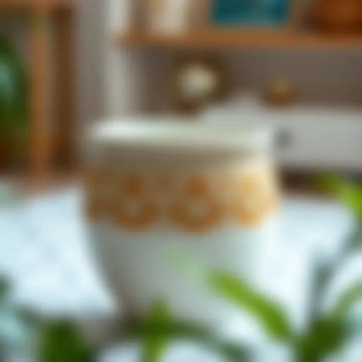 Elegant ceramic planter with intricate patterns