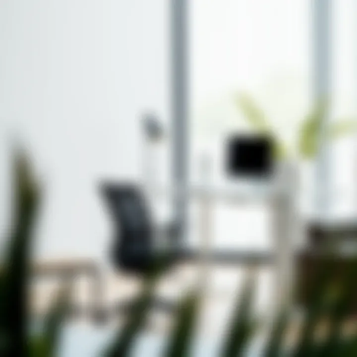 Minimalist Design of Thin Standing Desks A sleek thin standing desk in a modern office environment showcasing minimalist design.