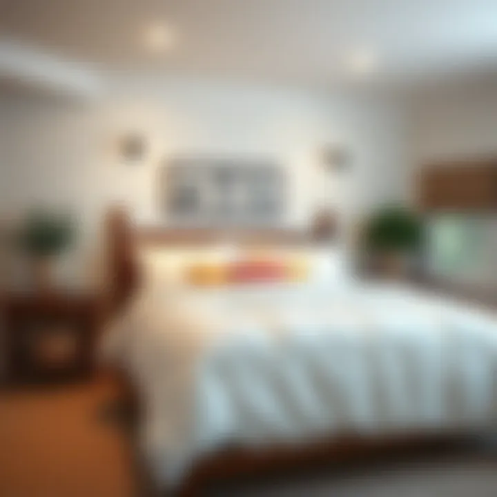 Cozy Bedroom with Queen Comforter Cozy bedroom showcasing queen white comforter in an inviting setting