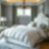 Elegant queen white comforter set on a stylish bed