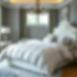 Elegant queen white comforter set on a stylish bed