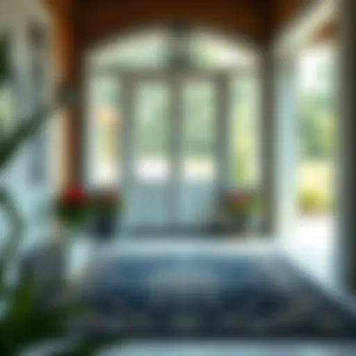Elegant Outdoor Rug at Entryway Elegant outdoor rug placed at an entryway