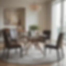 Elegant round glass dining table set for four in a stylish interior