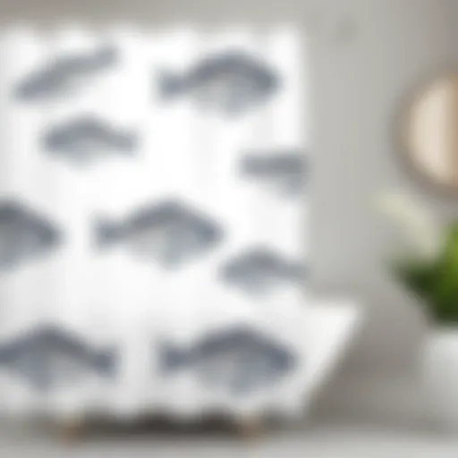 Elegant fish pattern on a shower curtain
