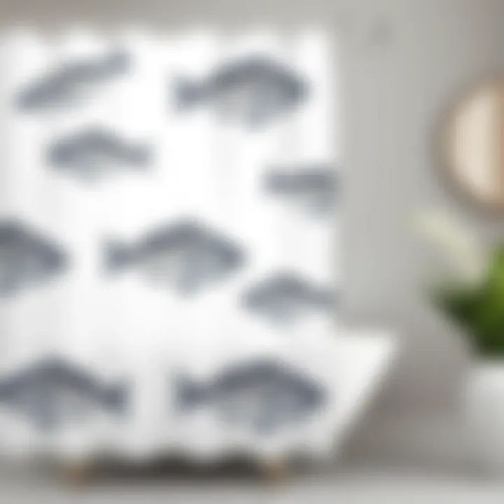 Elegant fish pattern on a shower curtain