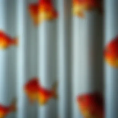 Close-up of fabric texture for fish-themed curtains