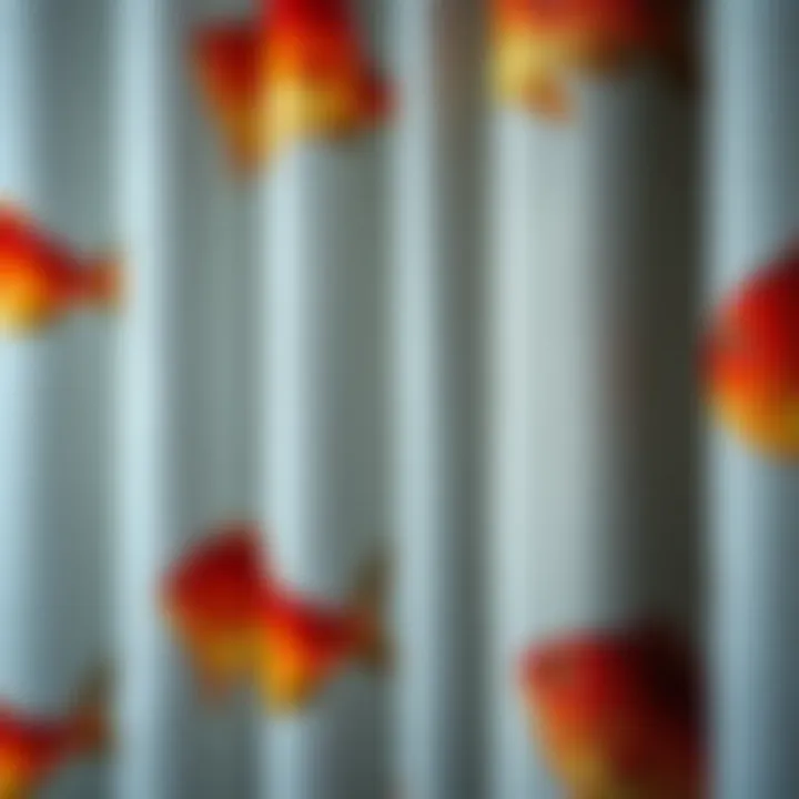 Close-up of fabric texture for fish-themed curtains