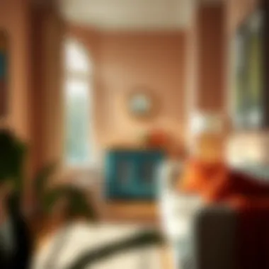 Colorful small cabinet accentuating a bright interior