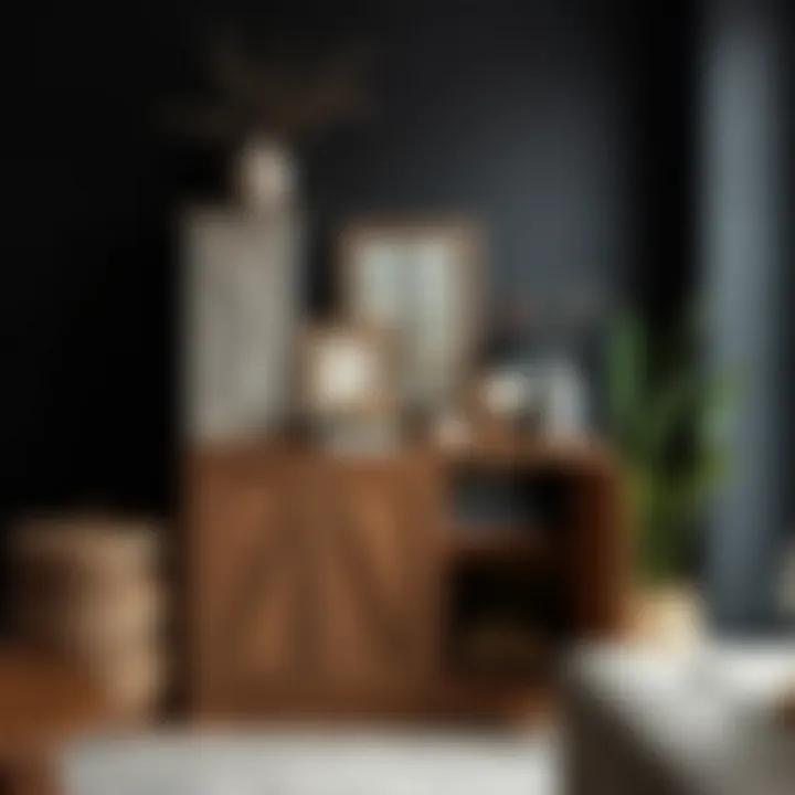 Rustic wooden small cabinet with decorative items