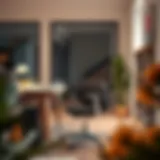 Stylish small office chair with ergonomic design in a modern workspace