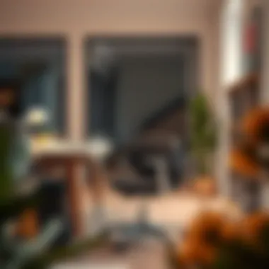 Stylish small office chair with ergonomic design in a modern workspace