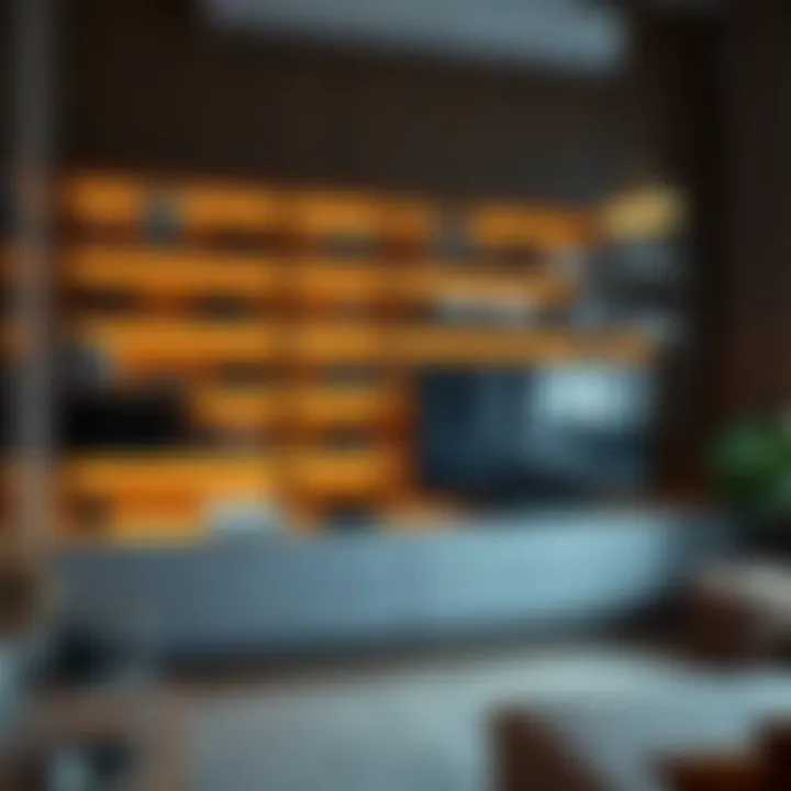 Innovative Stereo Shelving Integration Modern stereo shelving design integrating technology with style