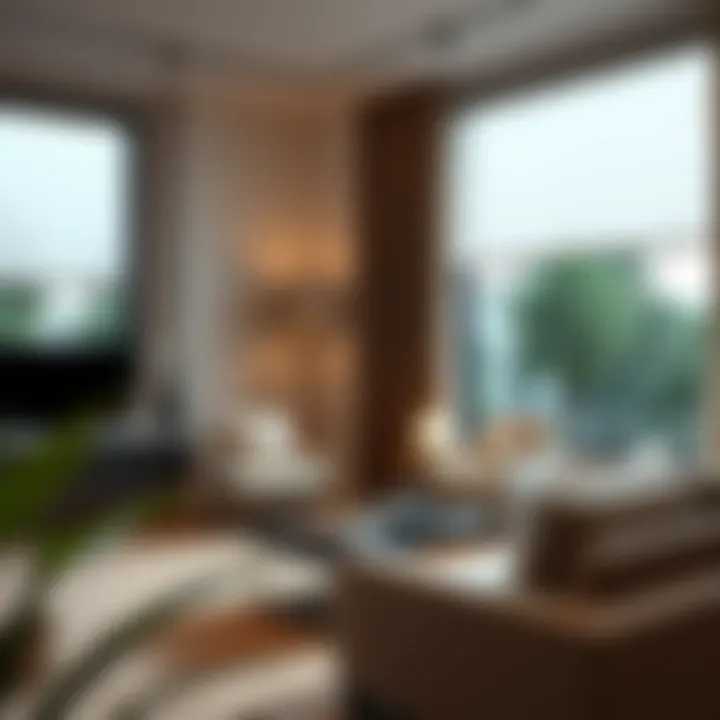 Elegant tension rod window treatment in a modern living room