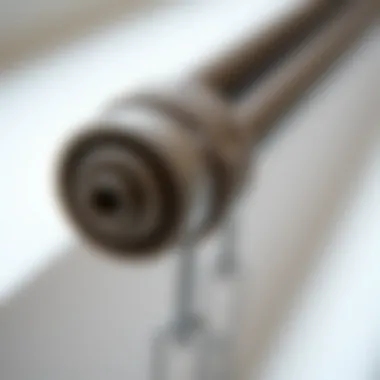 Close-up of materials used in tension rod window treatments
