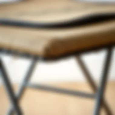 Close-up of the materials used in a folding stool