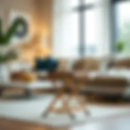 Stylish 24-inch folding stool in a modern living room setting